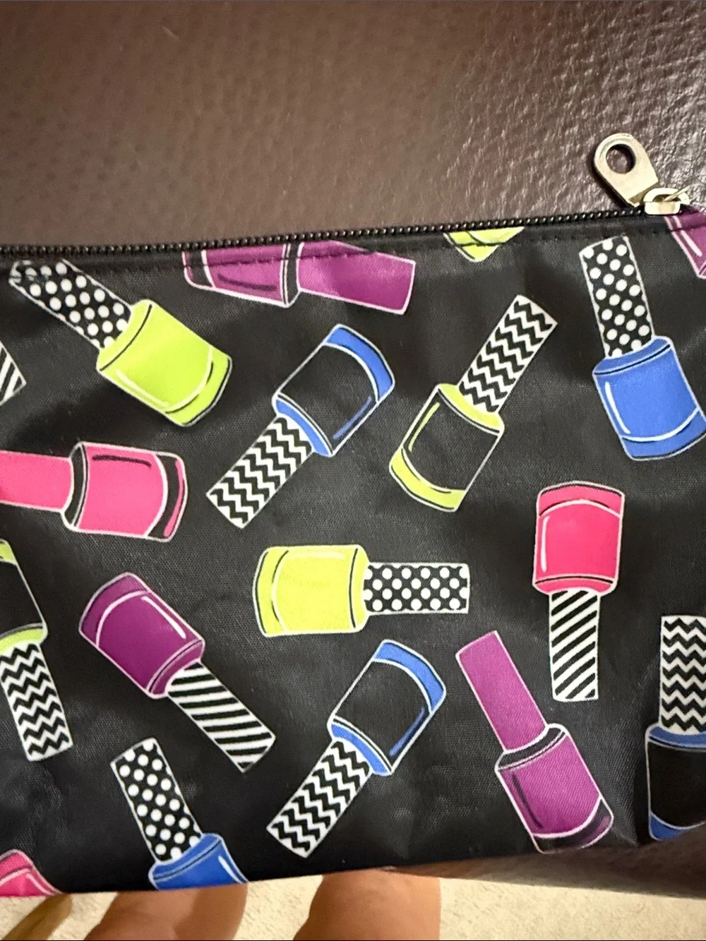 Kids Nail Polish Print Zip Pouch - Black